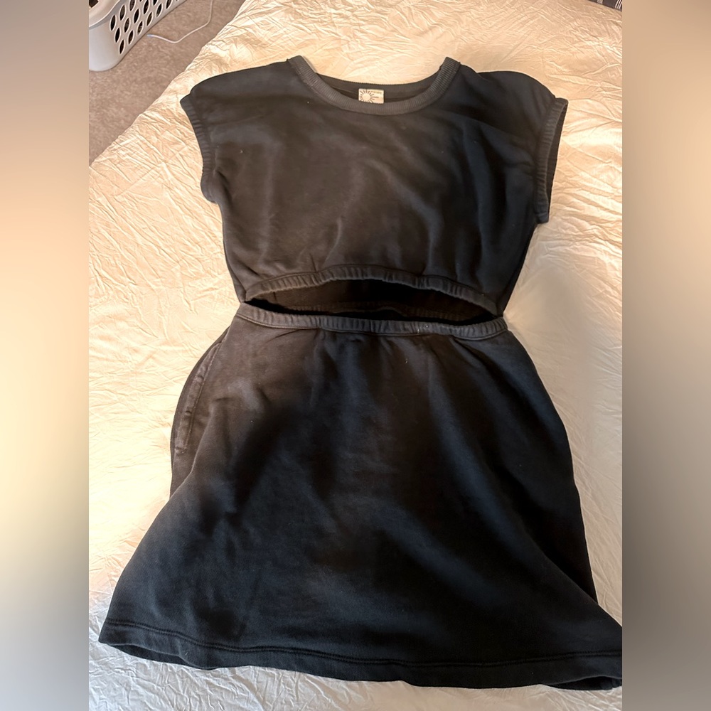 Offline cut out black sweatshirt dress.